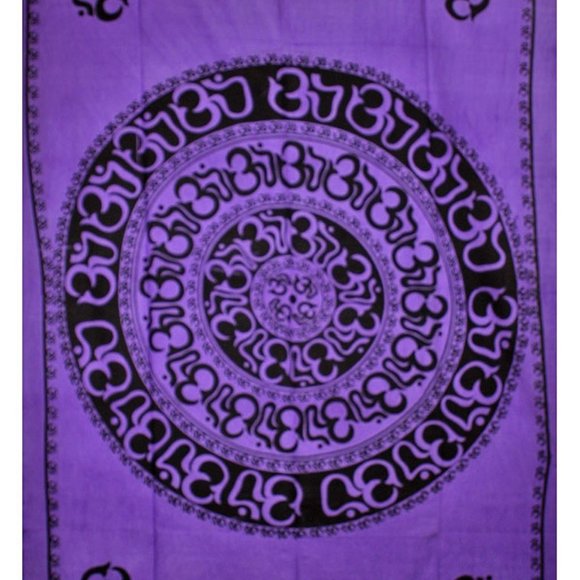 Om Shanti Mandala Wall Hanging Tapestry - Picture 3 of 4